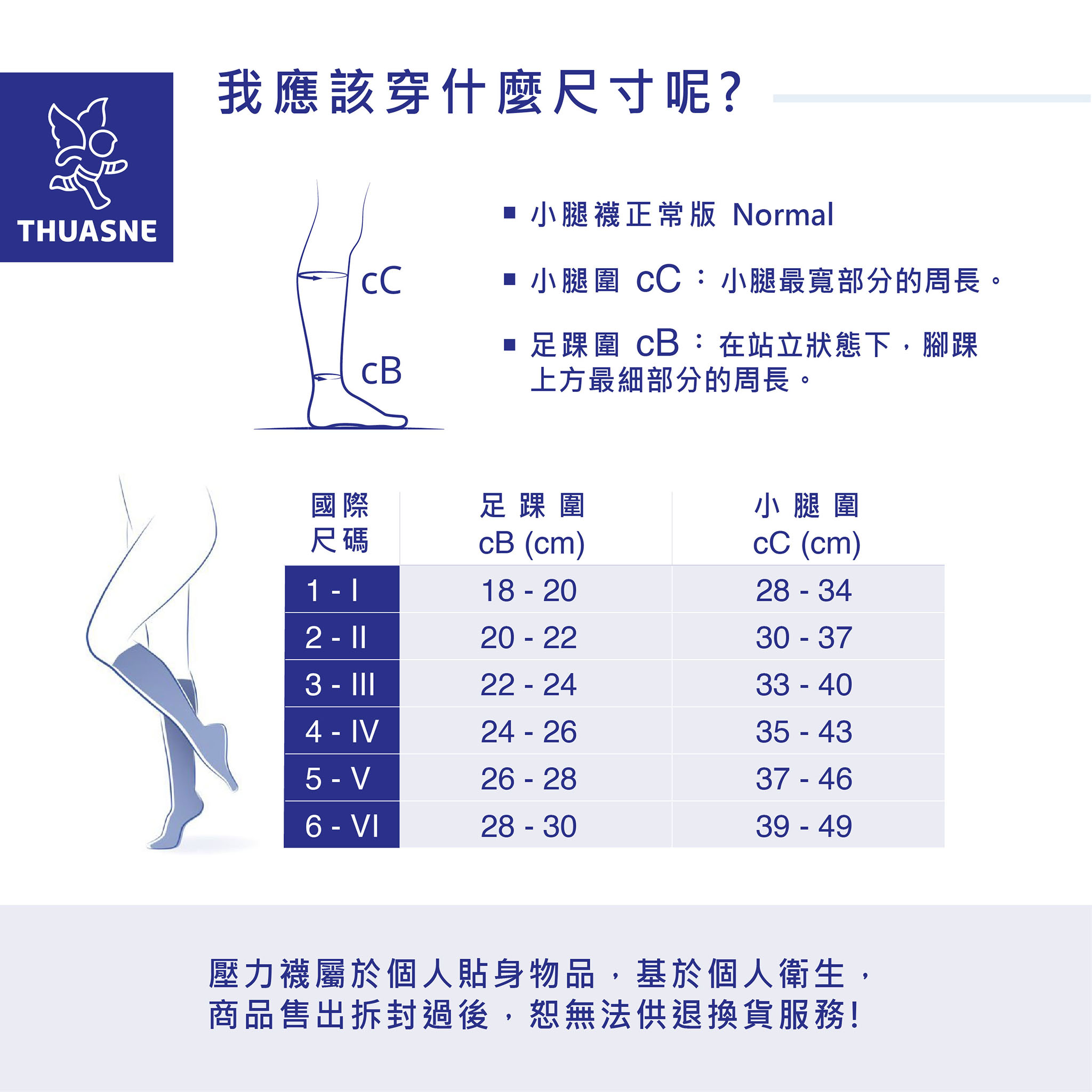 法國途安MAD壓力襪尺寸表
